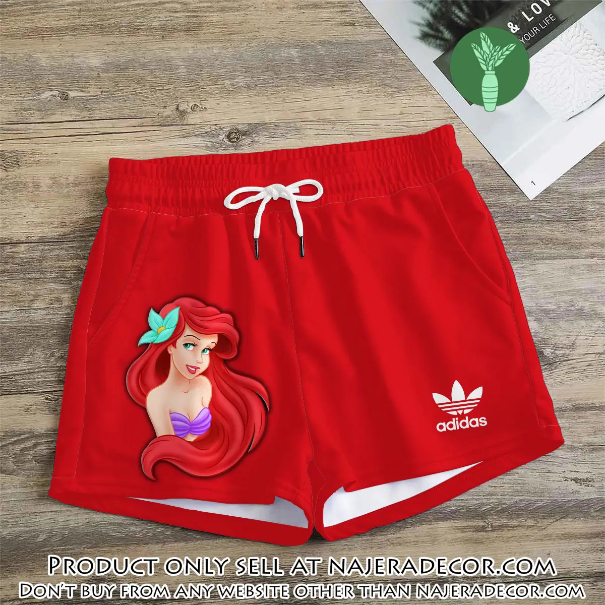 Premium ariel princess in adidas women shorts lady beach shorts wms1087 njr3818835